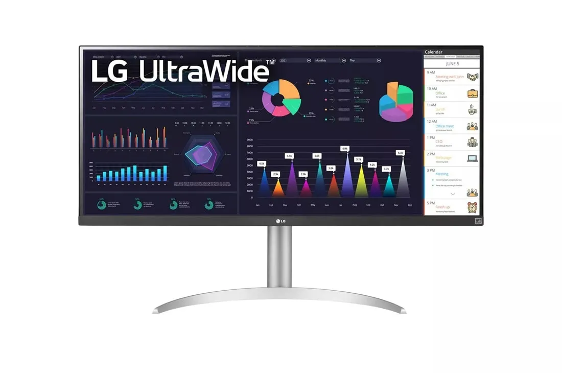 LG UltraWide 34WQ650 chia màn nhiều cửa sổ tăng năng suất Màn hình LG UltraWide 34WQ650 hiển thị nhiều cửa sổ làm việc