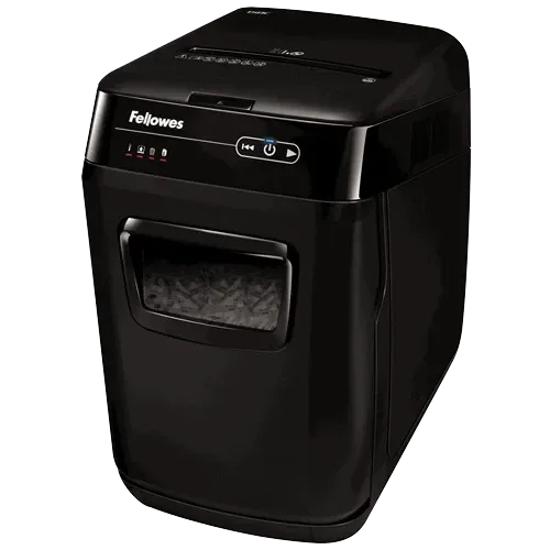Fellowes AutoMax 200C — tự động nạp 200 tờ, P-4, không cần giám sát khi chạy Máy Hủy Giấy Fellowes AutoMax 200C tự động nạp 200 tờ bảo mật P-4 chính hãng Mỹ