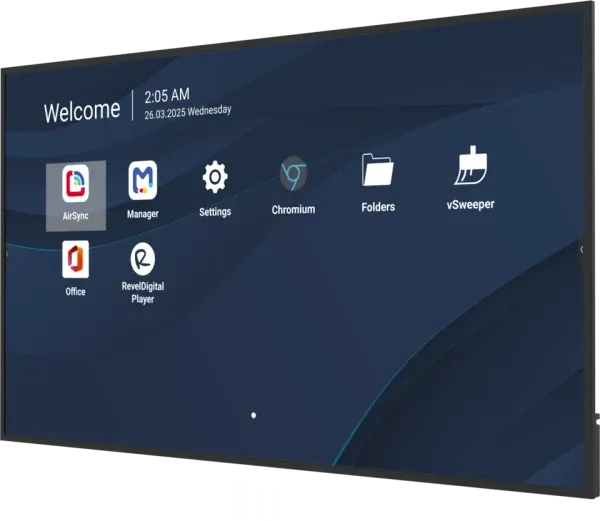 ViewSonic CDE7531-1C lắp đặt tại sảnh doanh nghiệp hiển thị nội dung quảng cáo 4K