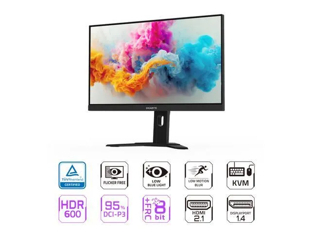 Màn hình Gigabyte M27U 160Hz góc nghiêng thể hiện thiết kế viền mỏng