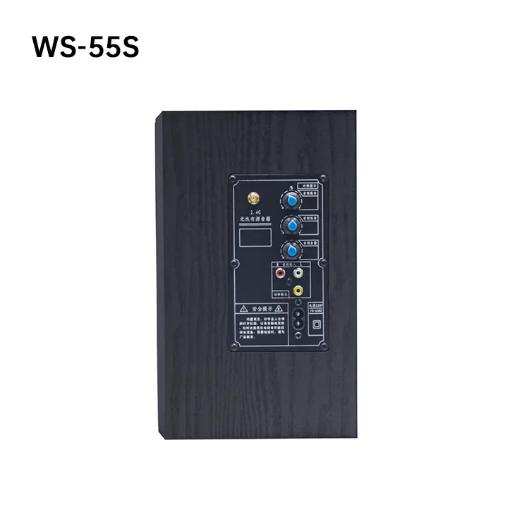 Loa chủ THINUNA WS-55S tích hợp ampli 2x25W, đầy đủ cổng Mic, Audio in/out, USB Bảng kết nối ampli tích hợp trên loa chủ THINUNA WS-55S