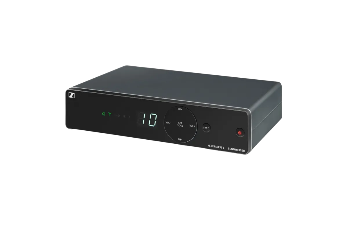Receiver EM-XSW true diversity, nút Scan và Sync một chạm Receiver EM-XSW của micro Sennheiser XSW 1-835 với ăng-ten tích hợp