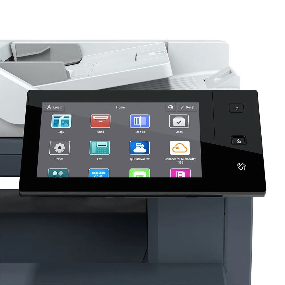Màn hình 7 inch của Xerox VersaLink C415 hỗ trợ Scan To, Email, fax và NFC Màn hình cảm ứng 7 inch của máy in Xerox VersaLink C415 với các ứng dụng