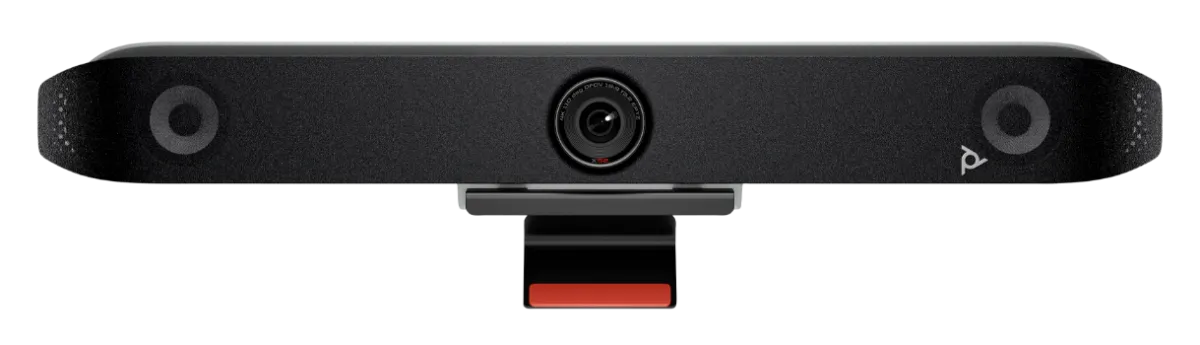 Poly Studio X52: video bar all-in-one tích hợp camera, loa và micro Cận cảnh Poly Studio X52 thiết bị hội nghị truyền hình video bar 4K với camera trung tâm
