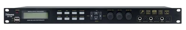 Mặt trước bộ xử lý vang số karaoke THINUNA KP-100 với màn hình hiển thị và các phím chỉnh micro, echo, hiệu ứng
