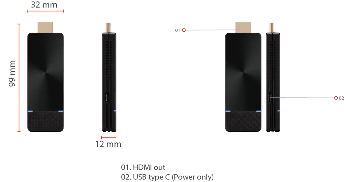 Kích thước nhỏ gọn của ViewSonic VSR100 Kích thước ViewSonic VSR100 dongle trình chiếu không dây nhỏ gọn