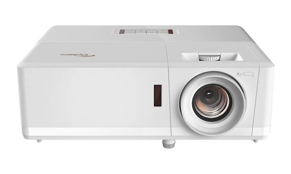 Optoma UHZ50 góc nghiêng — một máy cho cả phim và game Máy chiếu Optoma UHZ50 góc nghiêng với ống kính zoom