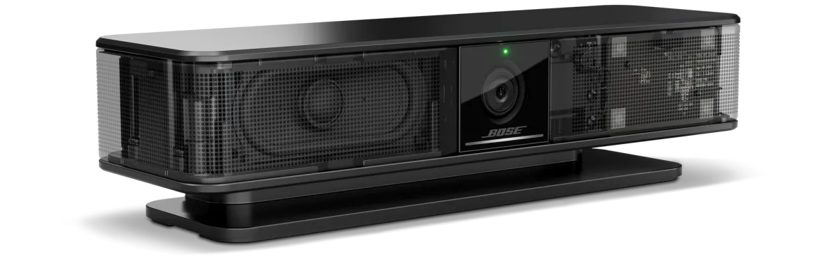 Bố trí micro và loa bên trong Bose Videobar VB-S Cấu trúc bên trong Bose Videobar VB-S với dàn 4 micro beamforming và loa