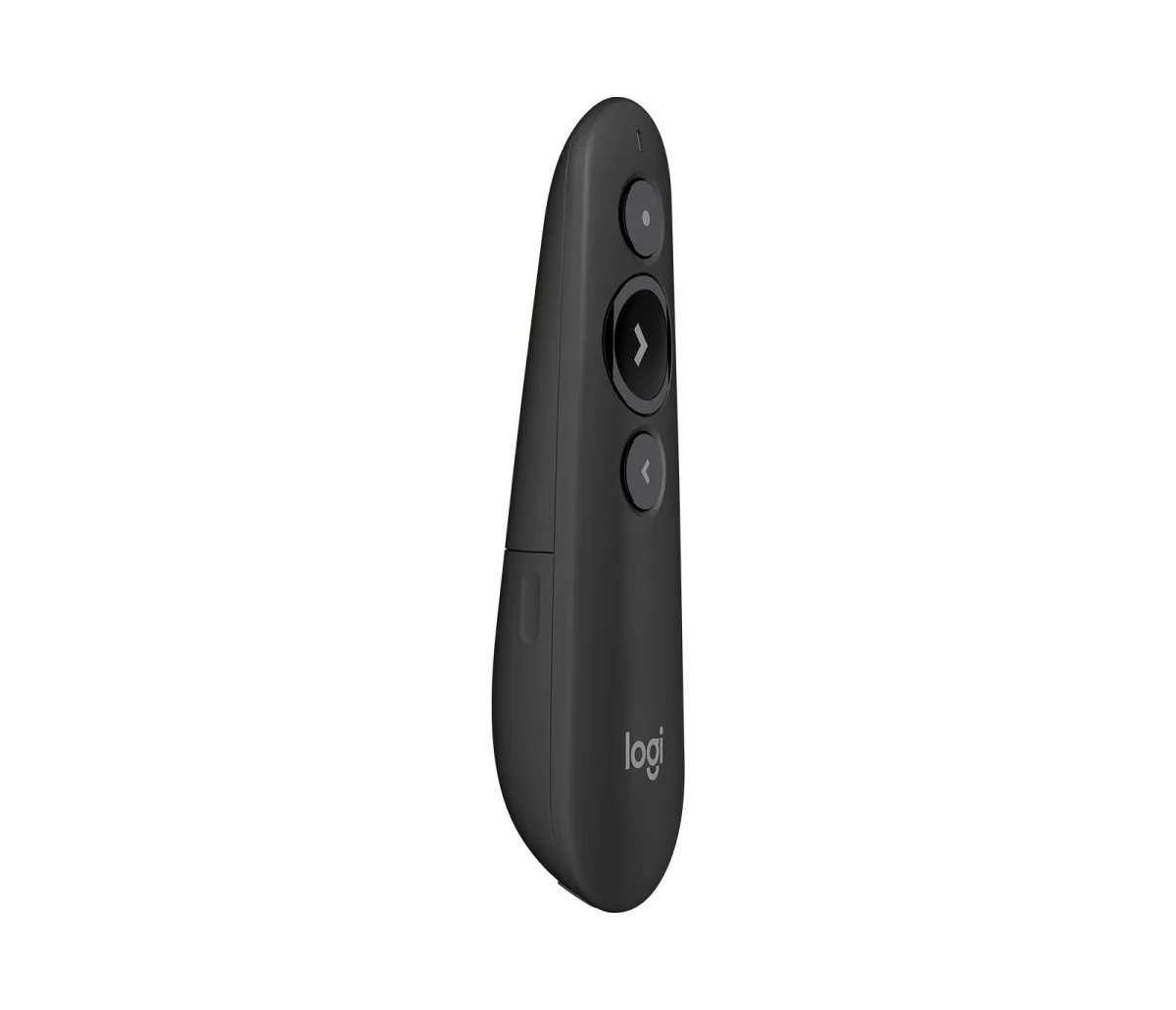 Bút trình chiếu Logitech R500s nhìn từ phía sau, nút điều hướng slide và nút laser