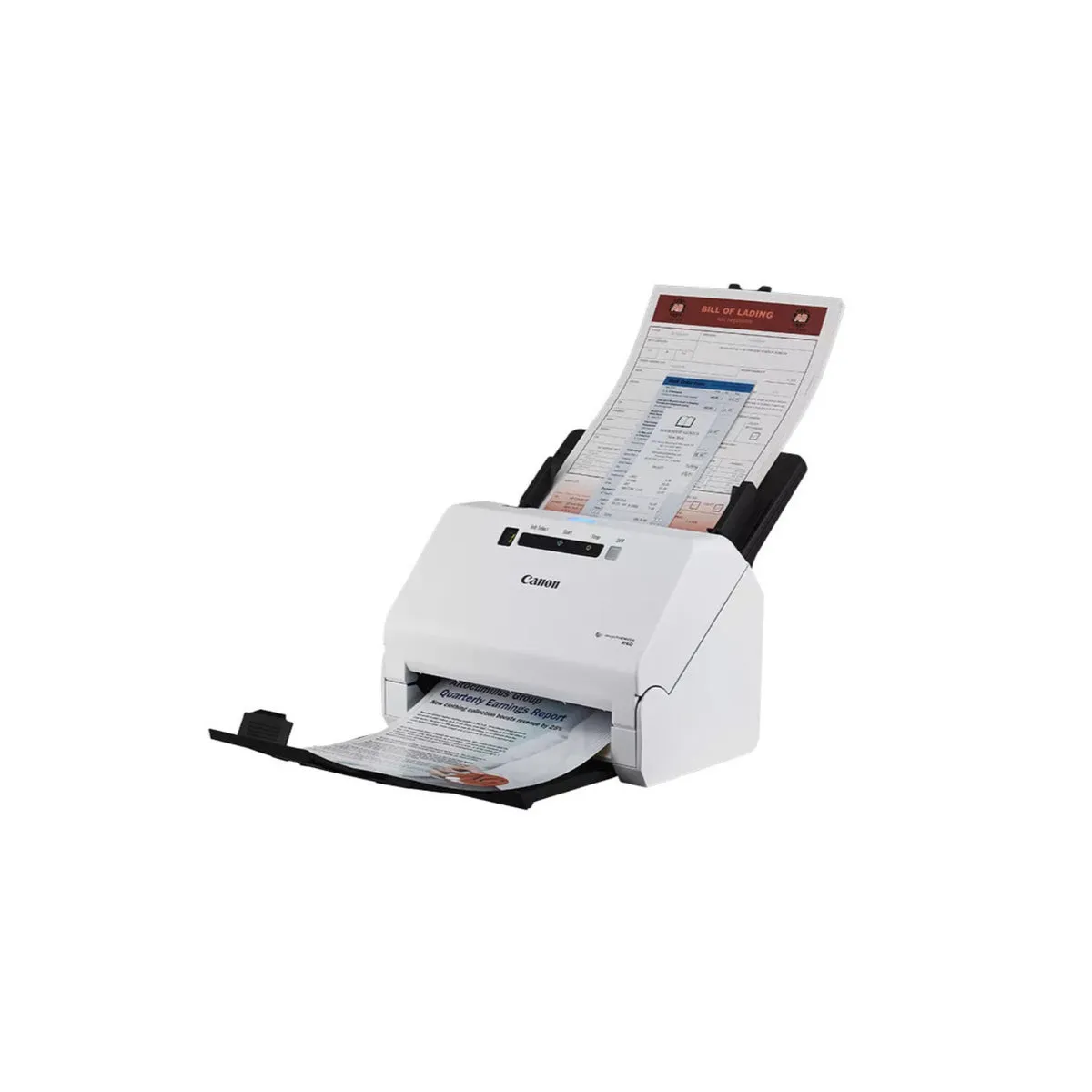 Máy scan Canon R40 đang quét chứng từ hai mặt qua khay ADF