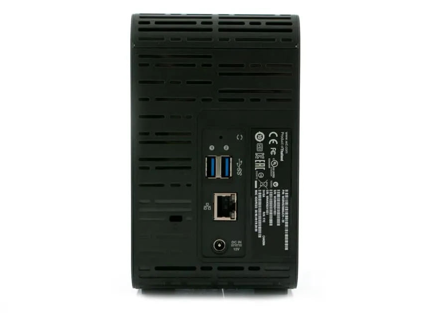 WD My Cloud EX2 Ultra mặt sau — 1 cổng Gigabit LAN và 2 USB 3.0 Cổng kết nối phía sau WD My Cloud EX2 Ultra: LAN, USB 3.0, nguồn