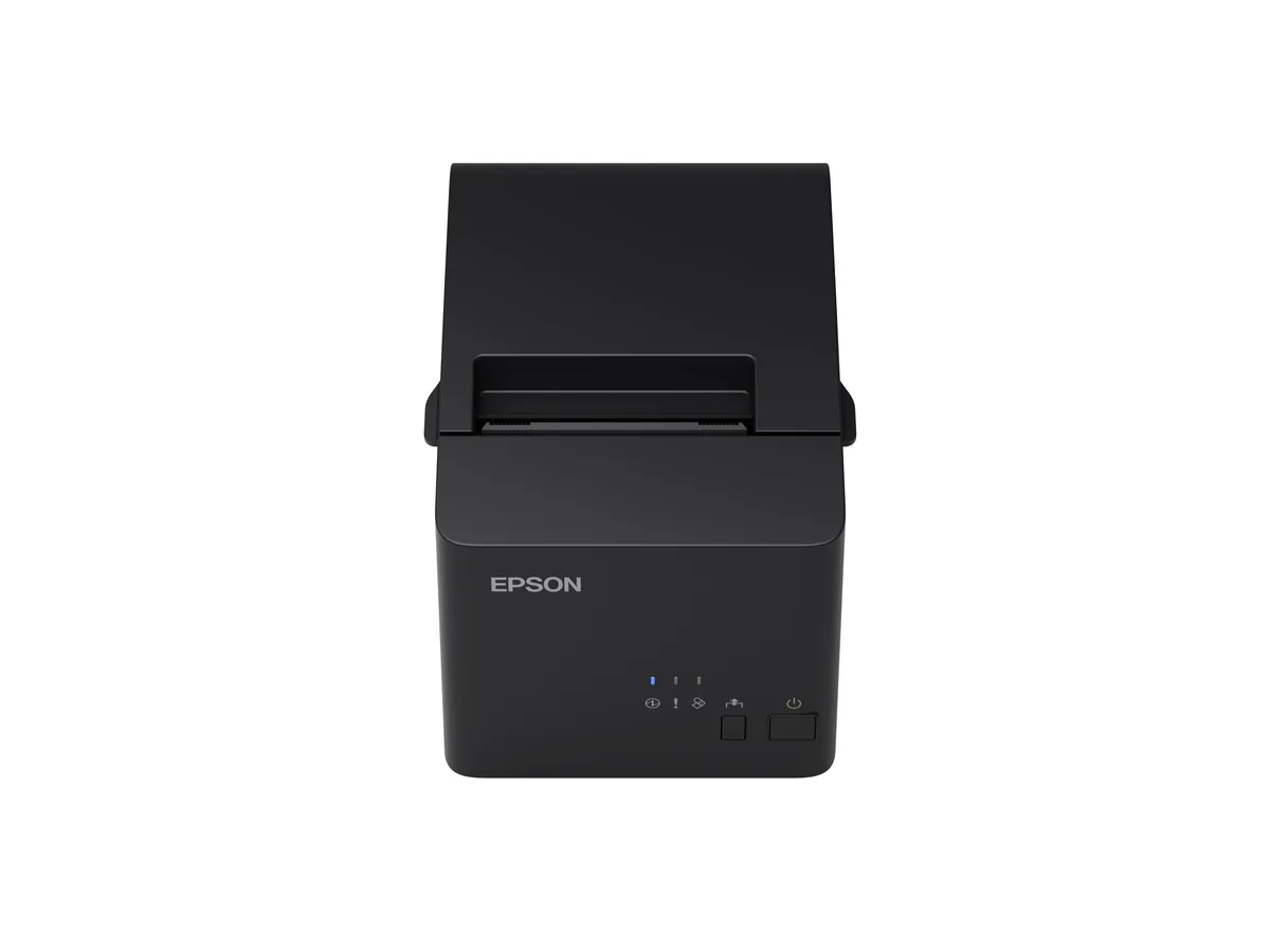 Epson TM-T82X — máy in nhiệt 80mm cho điểm bán hàng Máy in hóa đơn Epson TM-T82X đặt tại quầy thu ngân quán cà phê