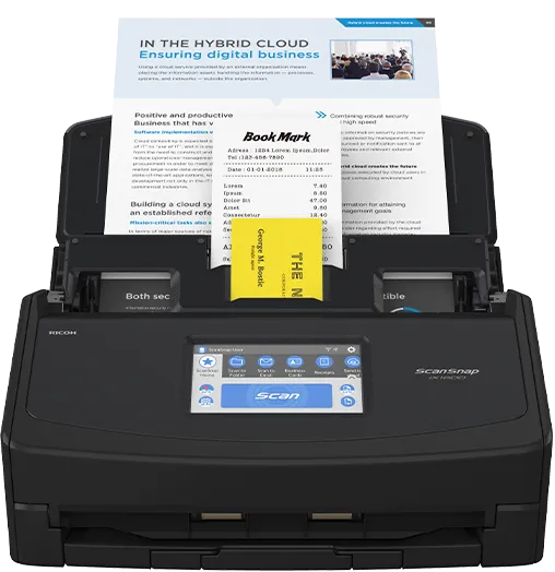 Màn hình cảm ứng máy scan ScanSnap iX1600 chọn điểm đến quét