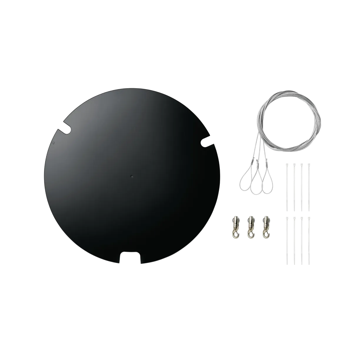 Phụ kiện treo Shure MXA902 — dây cáp, móc và đai rút đi kèm Bộ phụ kiện lắp đặt micro trần hội nghị Shure MXA902 gồm dây treo và pát