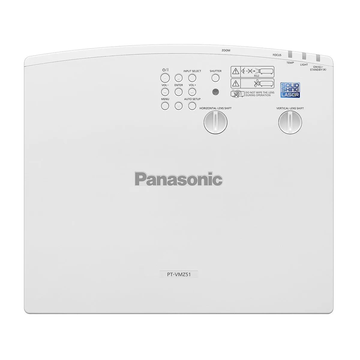Bảng điều khiển trên thân máy chiếu Panasonic PT-VMZ51 Mặt trên máy chiếu Panasonic PT-VMZ51 với bảng điều khiển