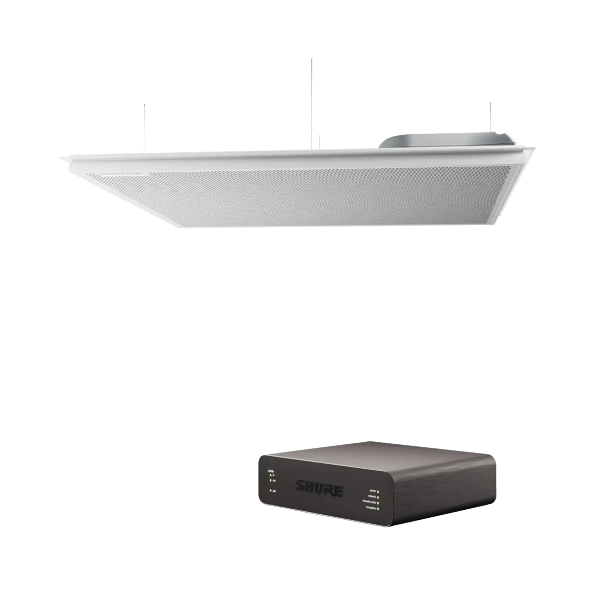 Shure MXA902 - micro trần hội nghị tích hợp loa cho phòng họp lớn Shure MXA902 micro trần hội nghị treo trần kèm bộ giao tiếp mạng