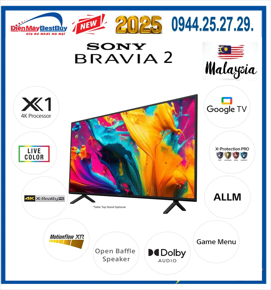 Tính năng tivi Sony BRAVIA 2 II K-50S25VM2 — Google TV và Dolby Atmos Giao diện và tính năng tivi Sony BRAVIA 2 II 50 inch K-50S25VM2 Google TV