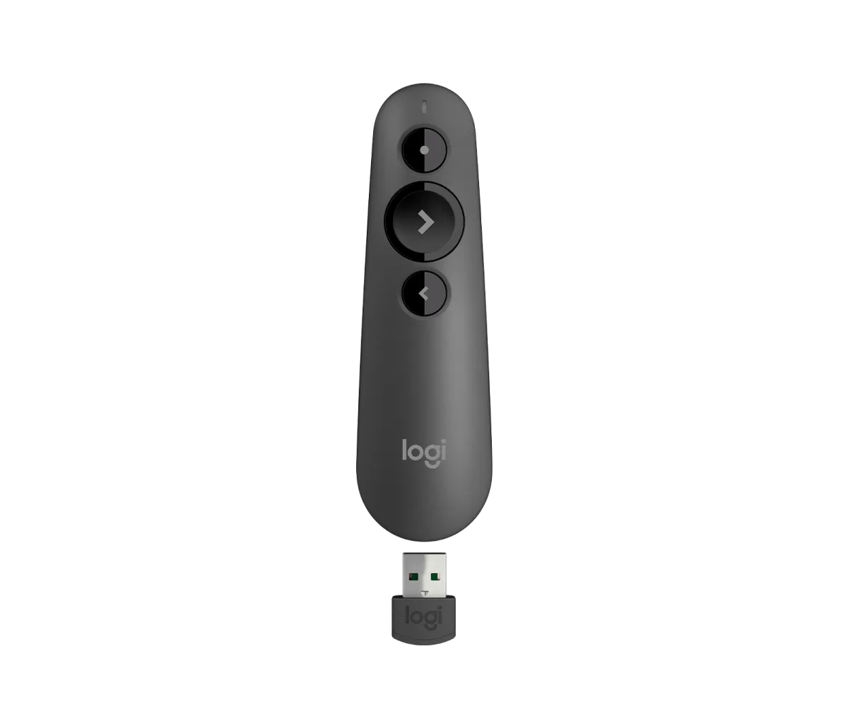 USB nano receiver của Logitech R500s kích thước nhỏ gọn cắm vào cổng USB-A laptop