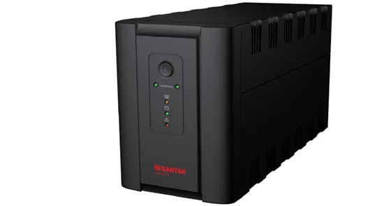6 ổ IEC đều có backup pin của Santak Blazer 1000 Pro — đủ cho toàn bộ thiết bị phòng máy chủ nhỏ Mặt sau Santak Blazer 1000 Pro với 6 ổ cắm IEC và cổng USB HID