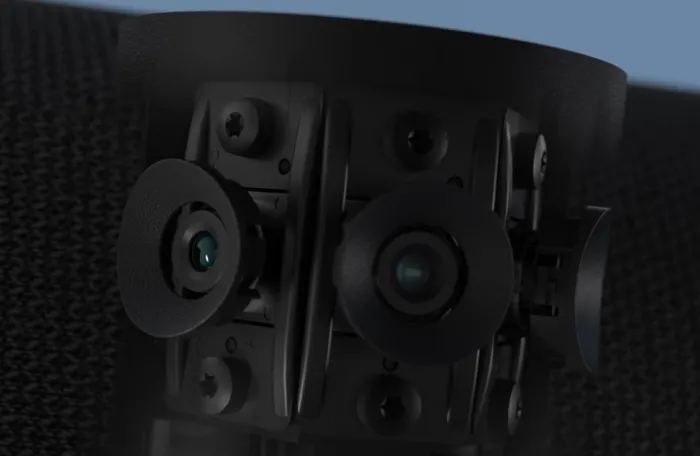 Khối 3 camera 13MP ghép panoramic-4K trên Jabra PanaCast 50 Cụm 3 camera 13MP của Jabra PanaCast 50 cho góc nhìn 180 độ panoramic