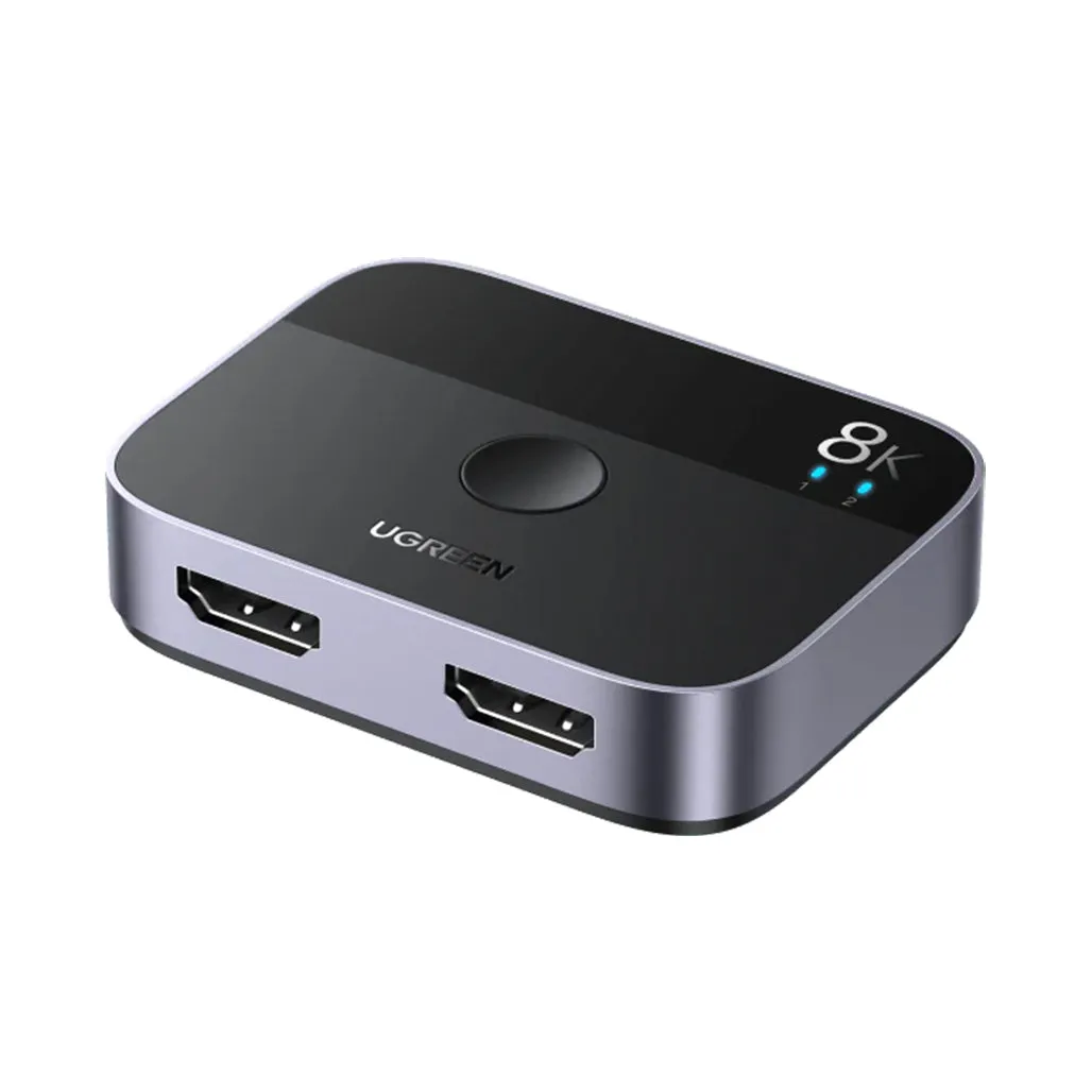 Sơ đồ kết nối: PC + PS5 → UGREEN Switch → Màn hình 4K@120Hz Kết nối 2 thiết bị HDMI 2.1 vào switch UGREEN và xuất ra 1 màn hình 4K gaming