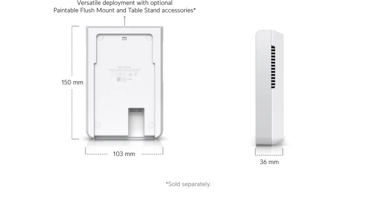 UniFi U7 Pro Wall - thiết kế áp tường và cổng passthrough UniFi U7 Pro Wall thiết kế gắn tường