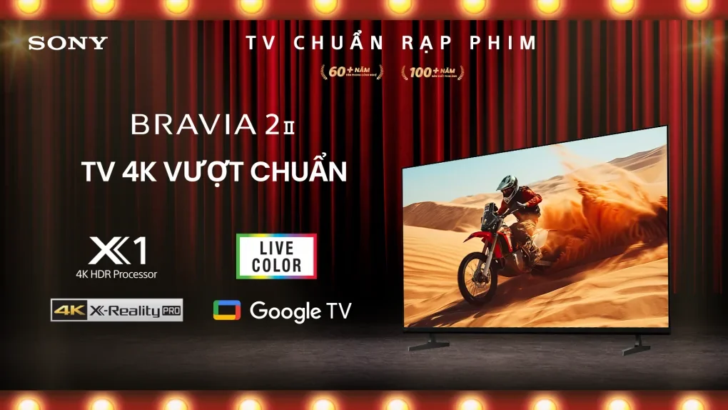 Tivi Sony K-43S25VM2 hình ảnh 4K sống động nhờ bộ xử lý X1 và 4K X-Reality PRO