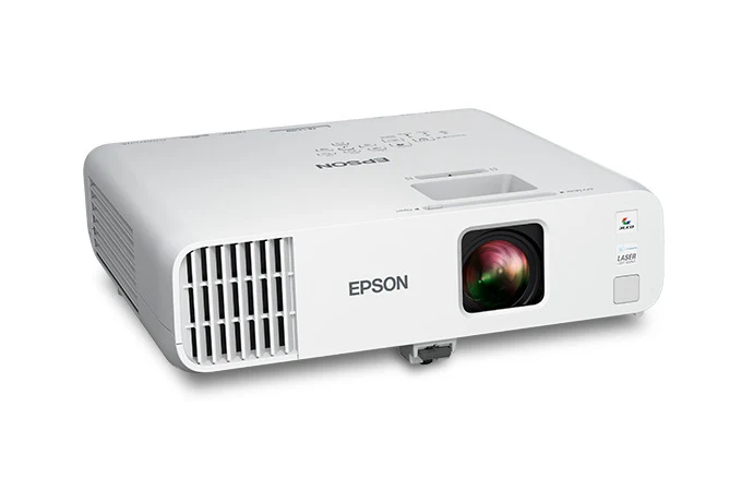Máy chiếu Laser Epson EB-L210W góc nghiêng phải - thân máy trắng, nguồn sáng Laser bền 20.000 giờ