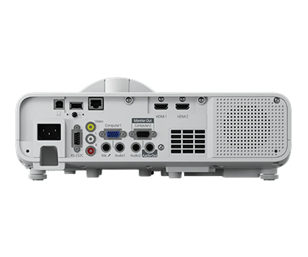 Mặt sau Epson EB-L200SW: 2 HDMI, 2 VGA, LAN, USB-A, USB-B, RS-232C, Video, Audio, Mic