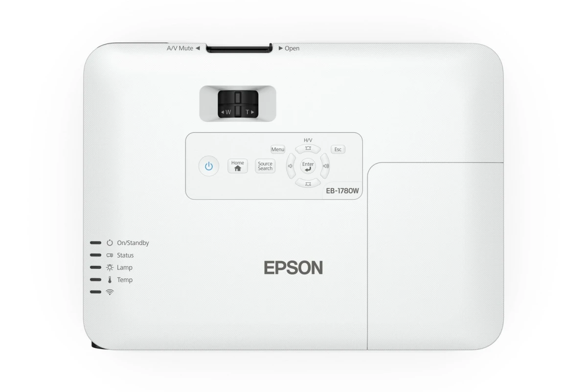 Máy chiếu cũ Epson EB-1780W nhìn từ trên - bảng điều khiển + đèn WiFi