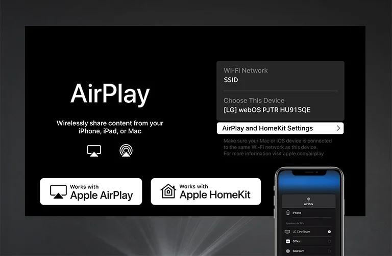 LG HU915QE Apple AirPlay 2 + HomeKit - tích hợp iPhone iPad Mac