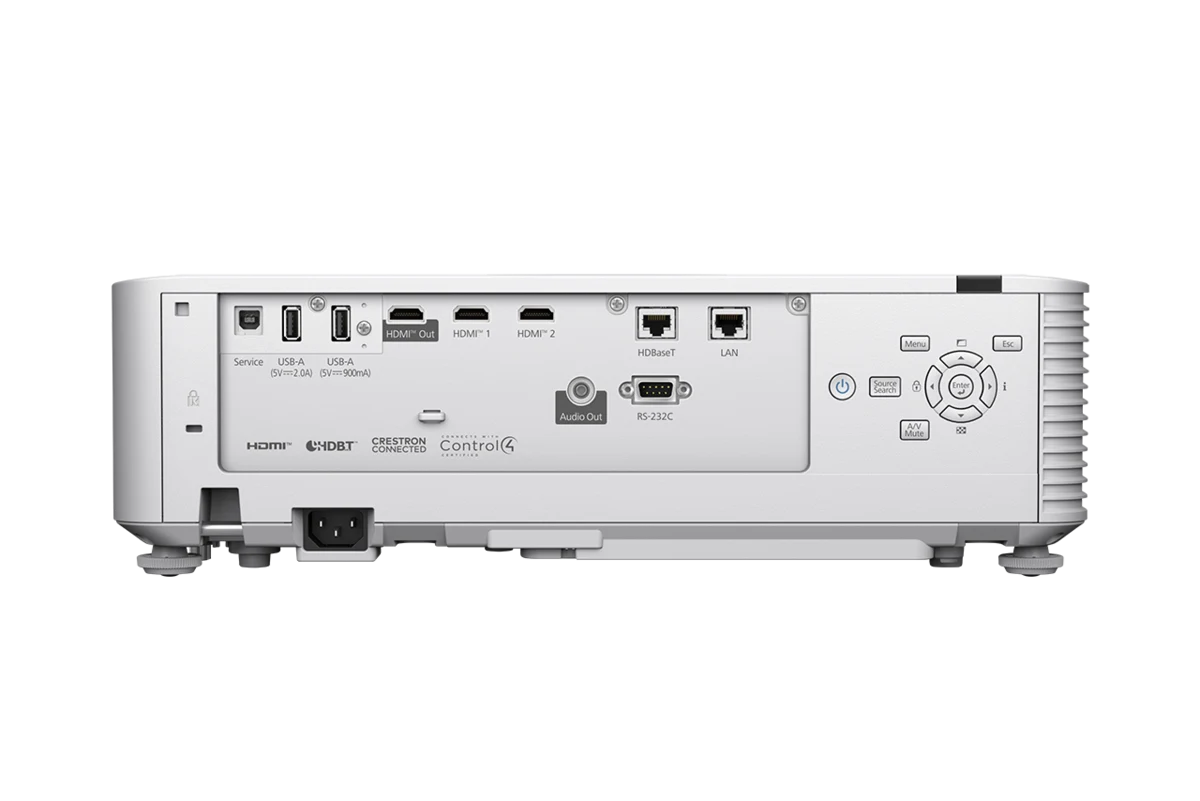 Cổng kết nối Epson EB-L790SE - 3 HDMI (1 HDMI Out), HDBaseT, LAN, RS-232C, 2 USB-A, Audio Out, hỗ trợ Crestron và Control4