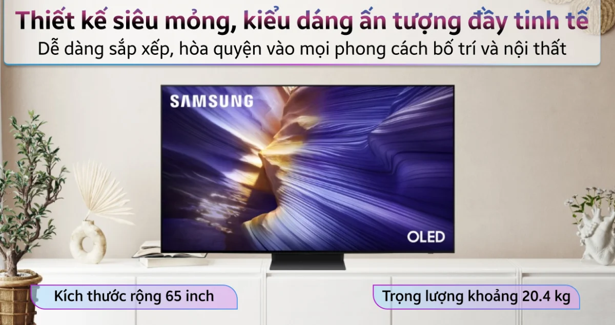Tivi Samsung QA65S90F bộ xử lý NQ4 AI Gen3, âm thanh OTS+ Dolby Atmos