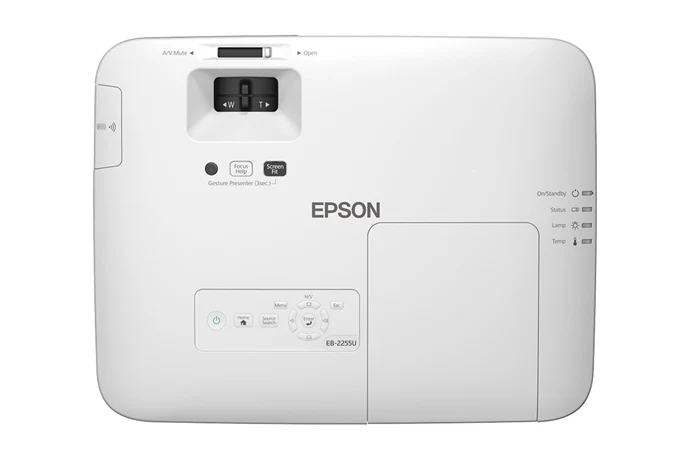Mặt trên máy chiếu Epson EB-2255U - bảng điều khiển, núm chỉnh zoom và lấy nét