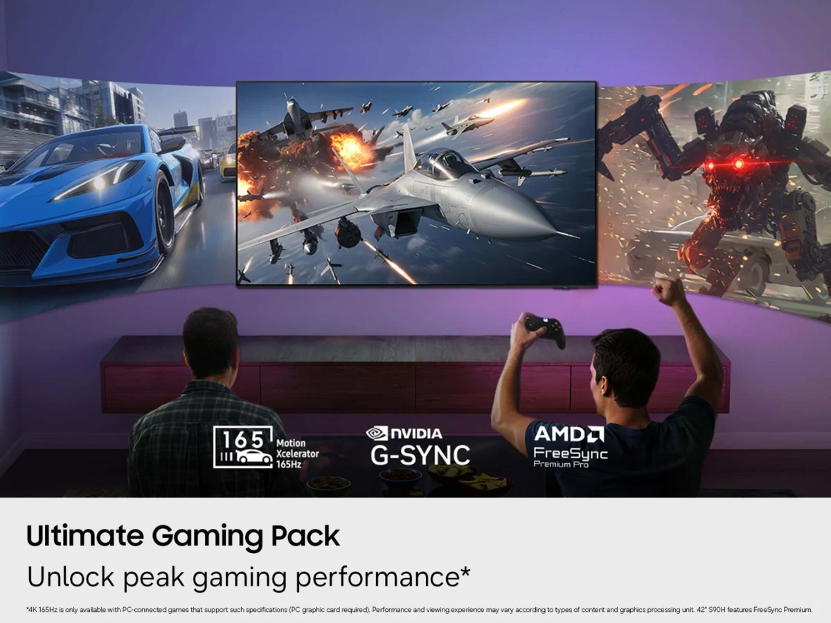 Chơi game trên tivi Samsung OLED S90H 165Hz HDMI 2.1