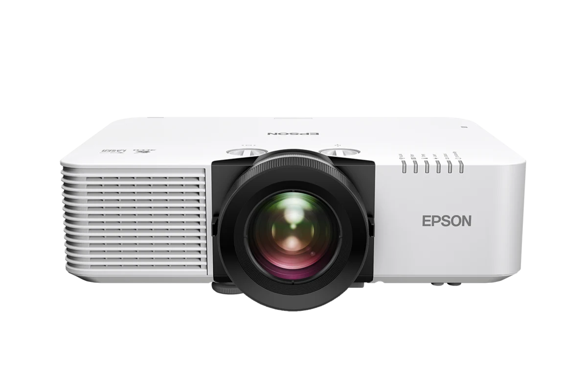 Mặt trên Epson EB-L790SE - logo 3LCD Laser, NFC, núm Lens Shift dọc và ngang, đèn báo trạng thái