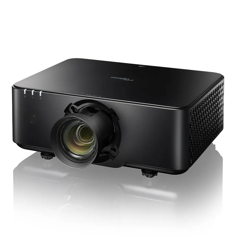 Thiết kế máy chiếu lắp đặt Optoma ProScene ZK1120 Máy chiếu Optoma ProScene ZK1120 góc 3/4 nghiêng thấy ống kính và khe tản nhiệt