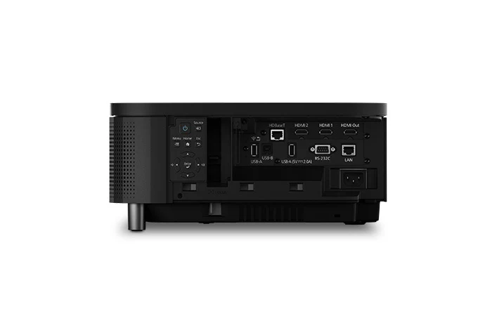 Cổng kết nối Epson EB-815E - HDBaseT, 2 HDMI, HDMI Out, USB-A, USB-B, RS-232C, LAN cùng bảng phím điều khiển