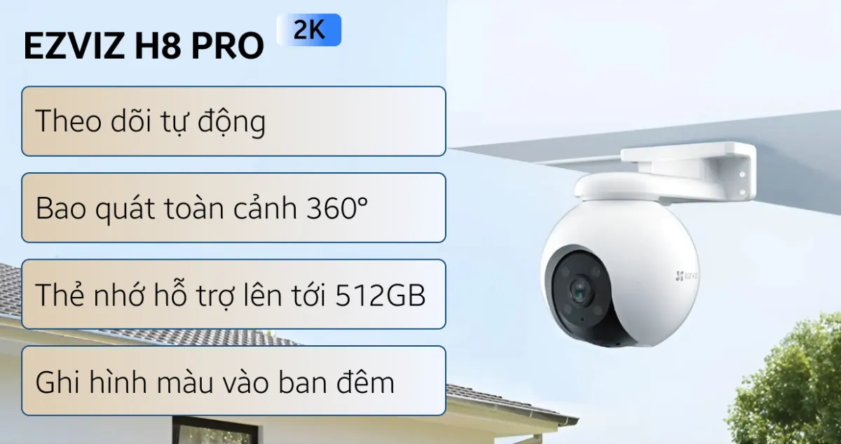 Camera Ezviz H8 Pro 2K WiFi ngoài trời quay quét