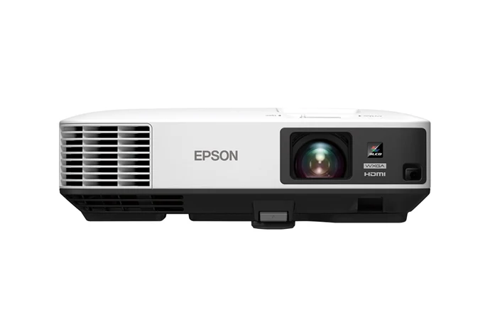 Máy chiếu Epson EB-2165W góc nghiêng trái - thân máy trắng cho hội trường phòng họp