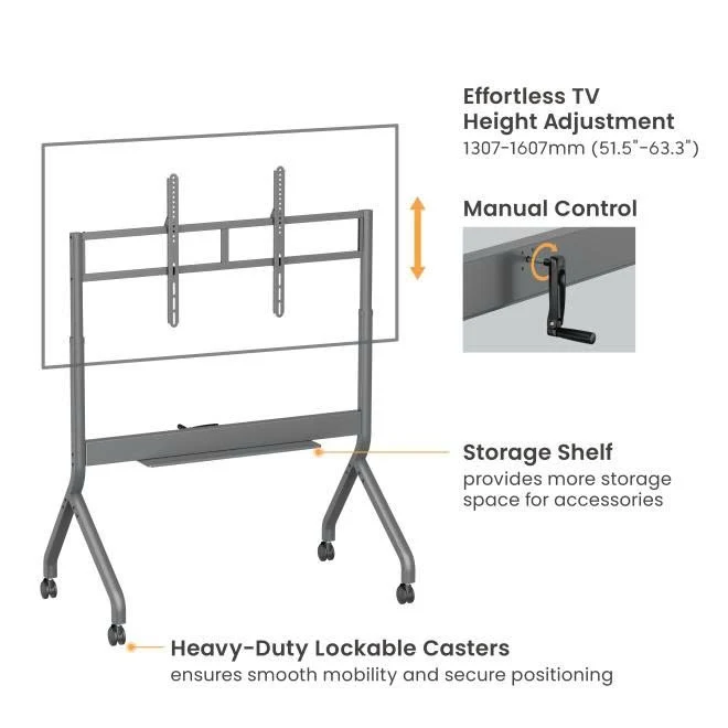 Chân tivi, màn hình di động Lumi TTF19H-612FW cho màn hình tương tác/TV 60-110 inch, tải 120 kg