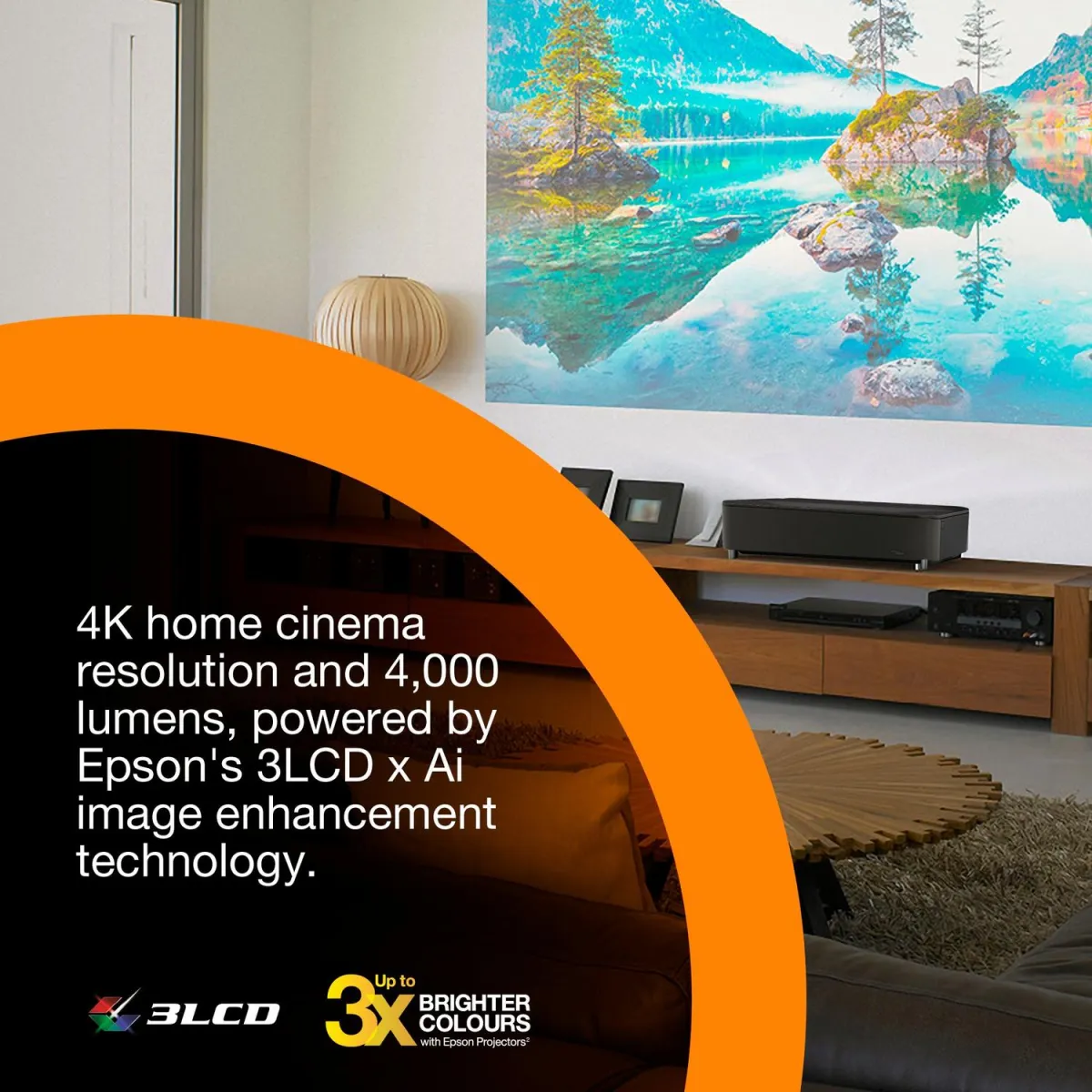 Epson EH-LS970B đặt sát tường chiếu hình 150 inch Máy chiếu Epson EH-LS970B đặt sát tường tạo hình ảnh khổ lớn