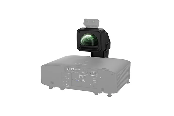 Ống kính Epson ELPLX02S lắp trên máy chiếu Pro - siêu gần 0.35:1, lens shift rộng cho lắp đặt cố định