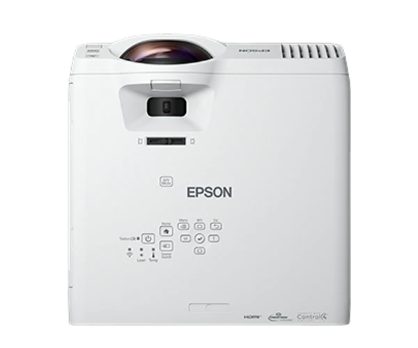 Mặt trên Epson EB-L200SW với cần chỉnh focus và bảng phím điều khiển