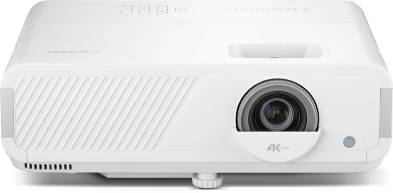 Máy chiếu ViewSonic LX750-4K Laser 4K UHD - mặt trước, ống kính trung tâm, badge 4K
