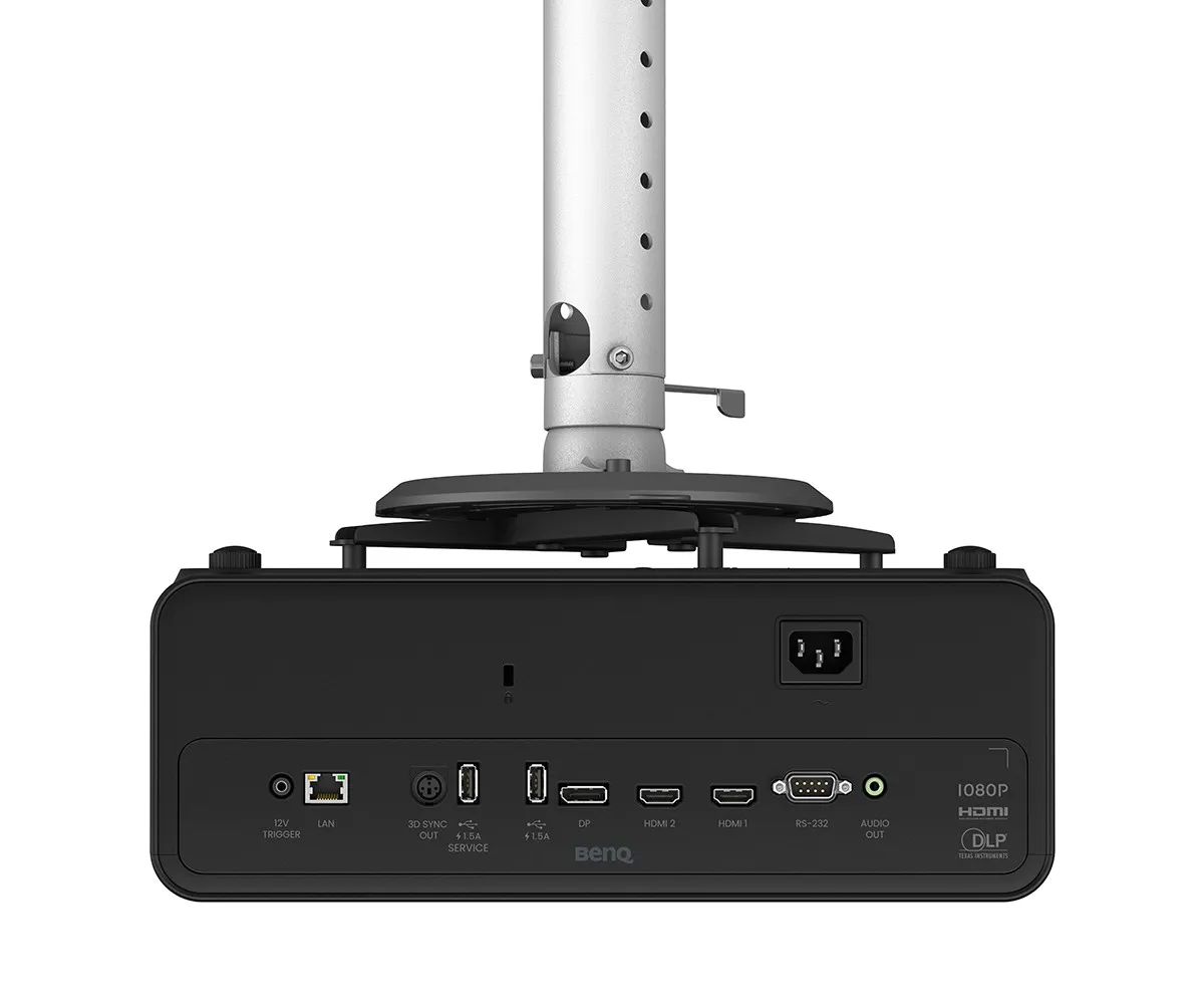 Mặt sau máy chiếu BenQ LH860ST với cổng HDMI, DisplayPort, LAN