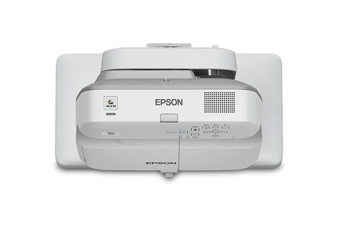 Máy chiếu Epson EB-685W nhìn thẳng với giá treo tường - bảng điều khiển và loa tích hợp 16W