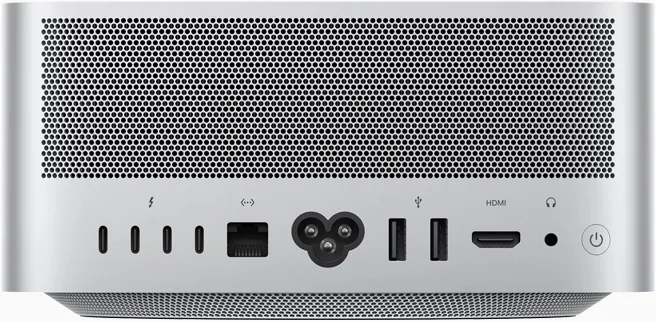 Mac Studio 2025 với 4 cổng Thunderbolt 5, HDMI 2.1, 10Gb Ethernet Cổng kết nối Thunderbolt 5 mặt sau Mac Studio 2025