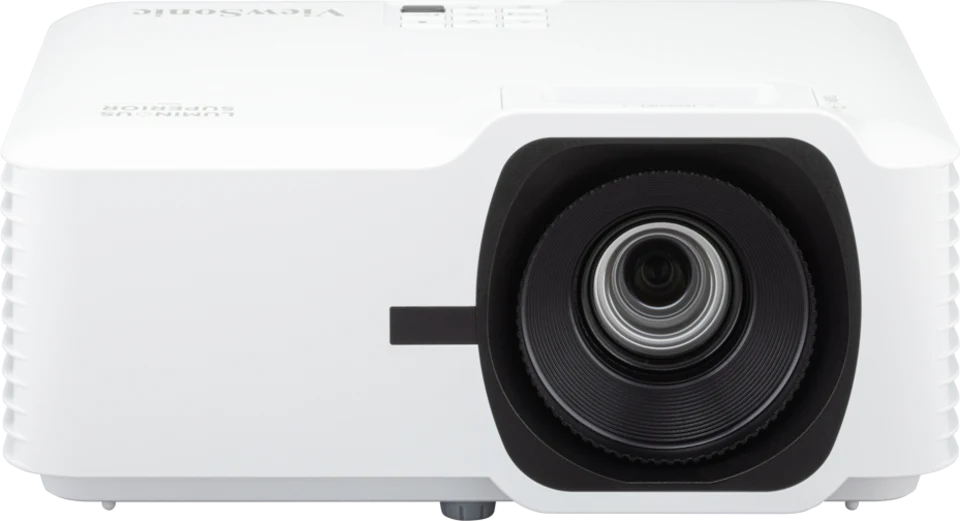 Máy chiếu ViewSonic LSD600W Laser WXGA 6000 ANSI Lumens - mặt trước, ống kính zoom quang 1.3x