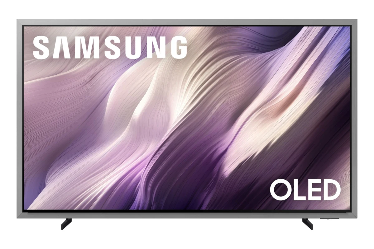 Tivi Samsung OLED S95H mặt trước màu Slate Black, viền kim loại mỏng